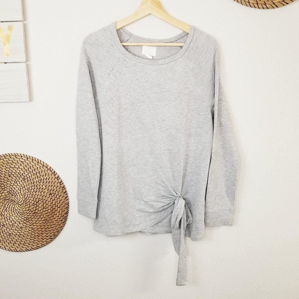 Caslon Long Sleeve Side Tie Knot Sweatshirt